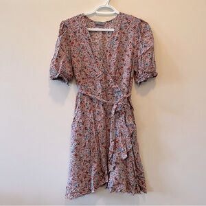 Papaya Puff Sleeve Knee-Length Floral Dress